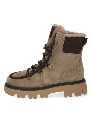 Leder-Winterstiefel in Beige/ Braun