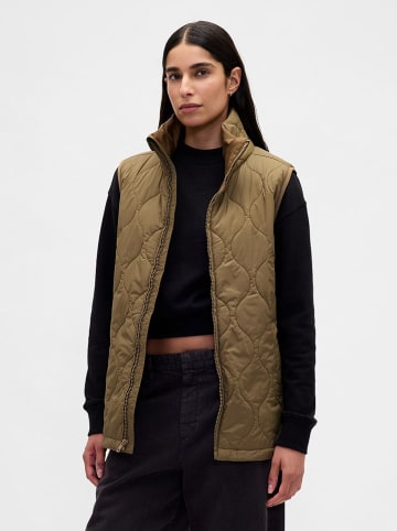 Doorgestikte bodywarmer beige