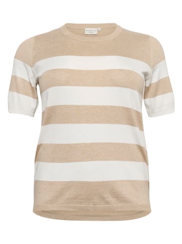 Pullover in Beige/ Weiß
