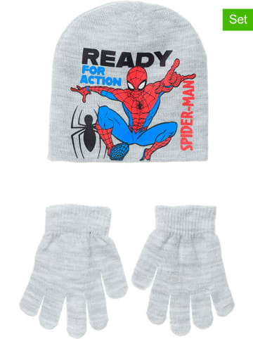 2tlg. Winteraccessoires-Set "Spiderman" in Grau