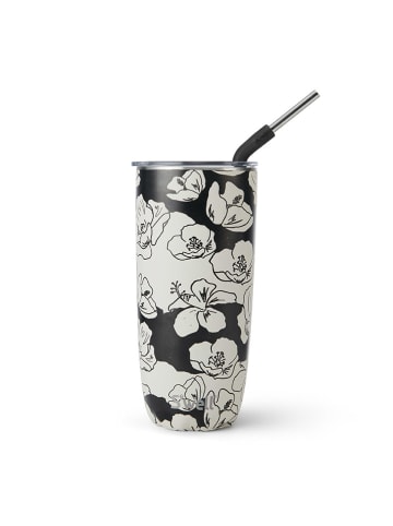 Edelstahl-Thermobecher "Charcoal Bloom" in Schwarz/ Weiß - 700 ml