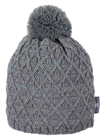 Bommelstrickmütze in Grau