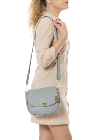 Leder-Umhängetasche "Iseppa" in Grau - (B)24 x (H)21 x (T)9 cm