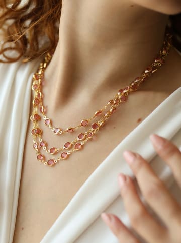 Vergulde ketting met kristallen - (L)45 cm