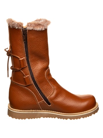 Leder-Winterstiefel in Hellbraun