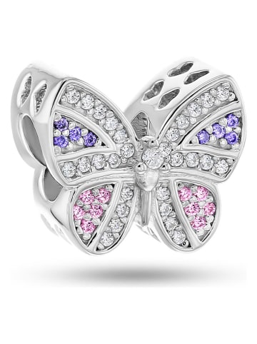 Zilveren bead met edelstenen