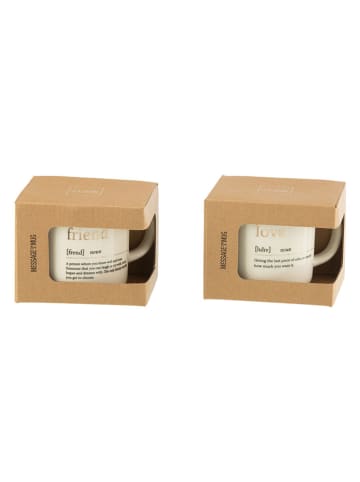 2-delige set: koppen "Love Friend" wit/goudkleurig - (H)12,5 x Ø 9,5 cm