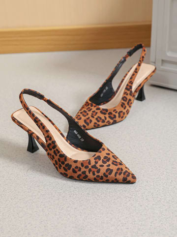 Slingpumps in Hellbraun/ Schwarz
