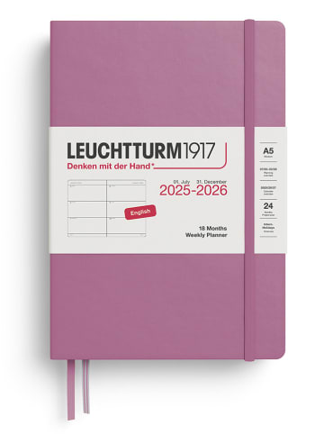 Wochenkalender & Notizbuch in Flieder - A5, ENG