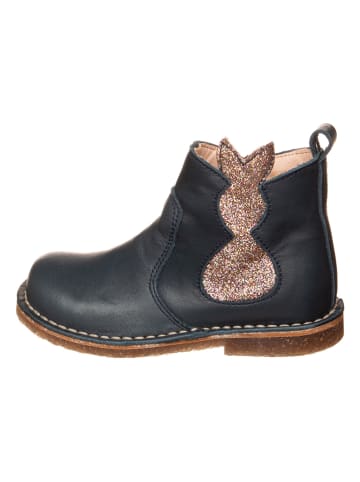 Leren boots donkerblauw/goudkleurig