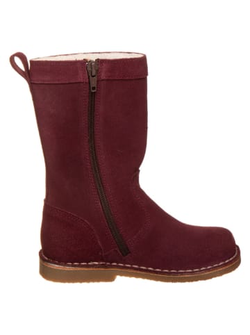 Leder-Stiefel in Dunkelrot/ Gold