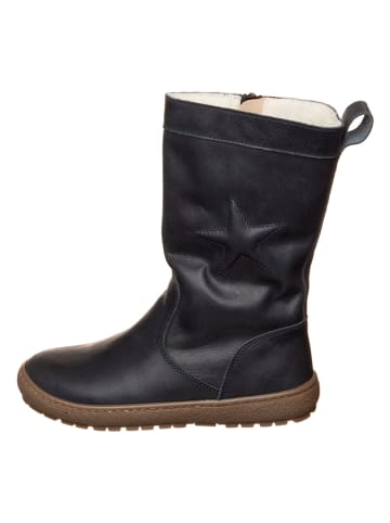 Leder-Winterstiefel in Dunkelblau