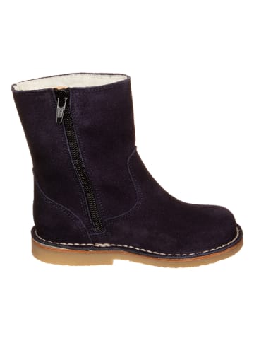 Leder-Winterboots in Dunkelblau