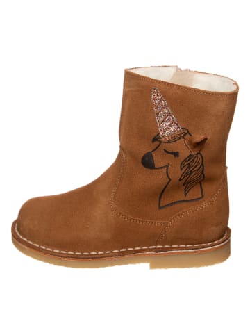 Leder-Winterboots in Hellbraun