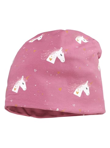 Dwustronna czapka beanie w kolorze jasnoróżowym