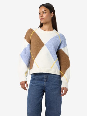Sweter w kolorze jasnobrązowo-błękitno-kremowym