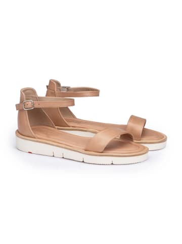 Leder-Sandalen in Beige