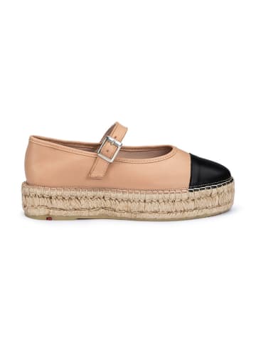 Leren espandrilles beige/zwart