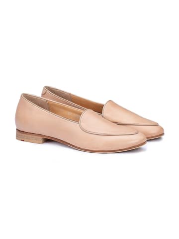 Leren mocassins beige