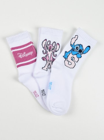 3er-Set: Socken "Lilo & Stitch" in Weiß
