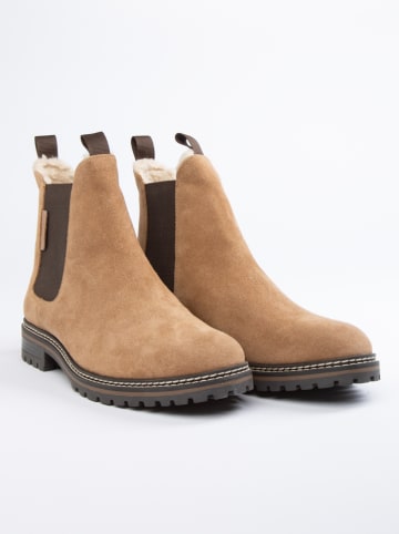 Leder-Chelsea-Boots in Hellbraun