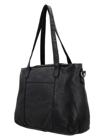 Leder-Schultertasche in Schwarz - (B)34 x (H)26 x (T)13 cm