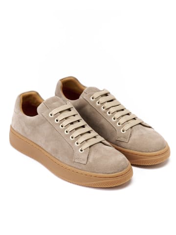 Leder-Sneakers in Taupe