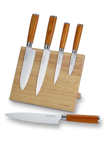 6tlg. Küchenmesser-Set in Hellbraun/ Beige