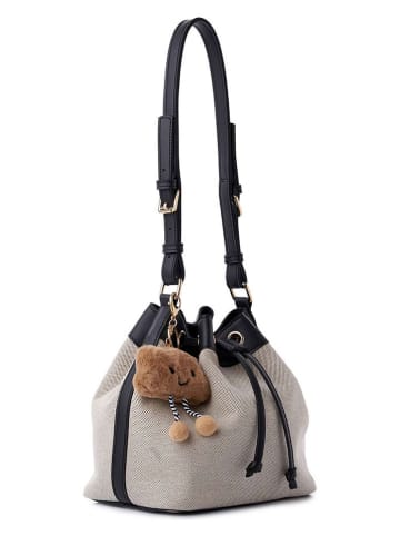 Torebka w kolorze kremowo-czarnym - 25 x 22 x 16 cm