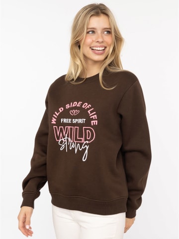 Sweatshirt "Wild Side" in Braun