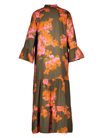 Jurk "Flowers" donkerbruin/oranje