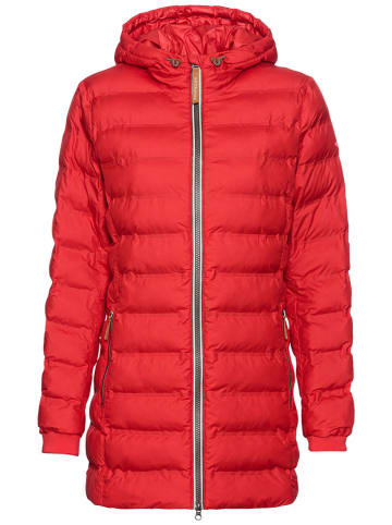 Doorgestikte mantel rood