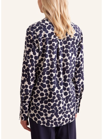 Bluse in Dunkelblau/ Weiß