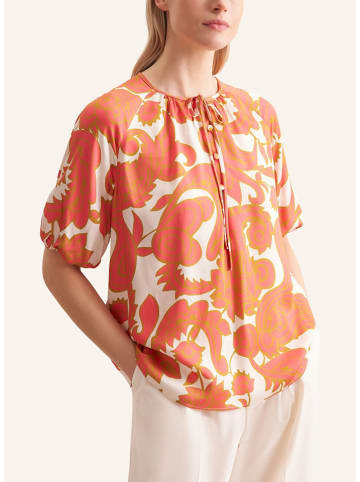 Bluse in Orange/ Weiß