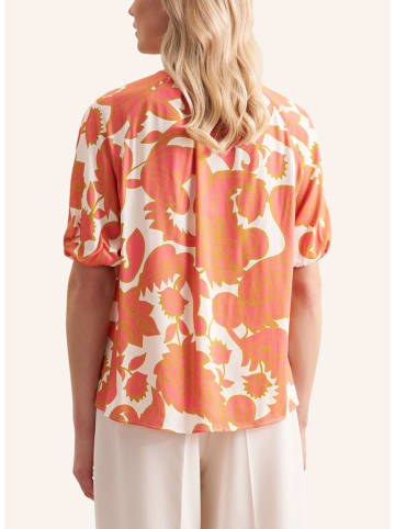 Bluse in Orange/ Weiß