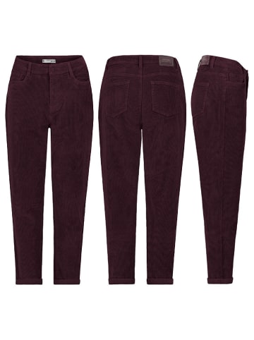 Spodnie sztruksowe - Mom fit - w kolorze bordowym