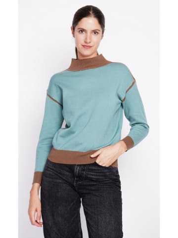 Trui turquoise/camel