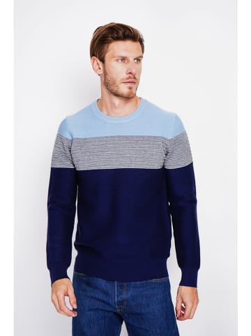 Pullover in Dunkelblau/ Grau/ Hellblau
