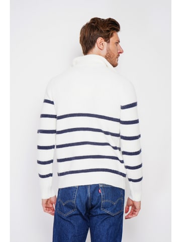 Trui wit/donkerblauw