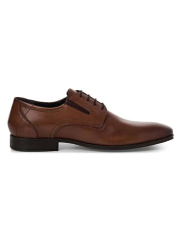 Leder-Schnürschuhe in Hellbraun