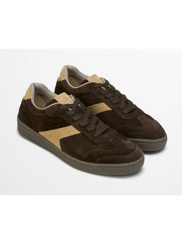 Leder-Sneakers "Court" in Braun/ Beige