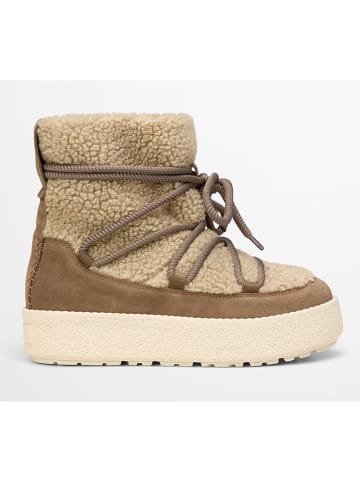 Leren winterboots "Pia" beige/lichtbruin