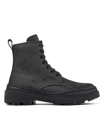 Leder-Boots in Khaki/ Schwarz