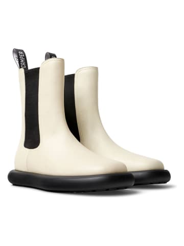 Leder-Chelsea-Boots in Creme/ Schwarz