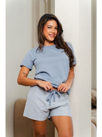 Pyjama-Shorts in Hellblau