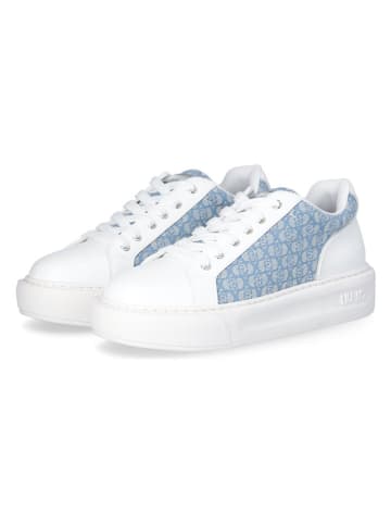 Skórzane sneakersy w kolorze biało-błękitnym