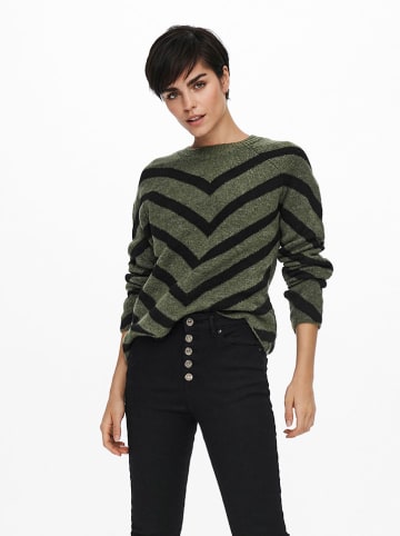 Pullover in Khaki/ Schwarz