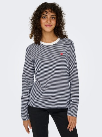 Longsleeve in Weiß/ Dunkelblau