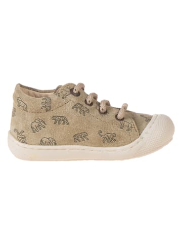 Leder-Sneakers in Khaki