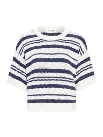 Trui "Hannalie" crème/donkerblauw